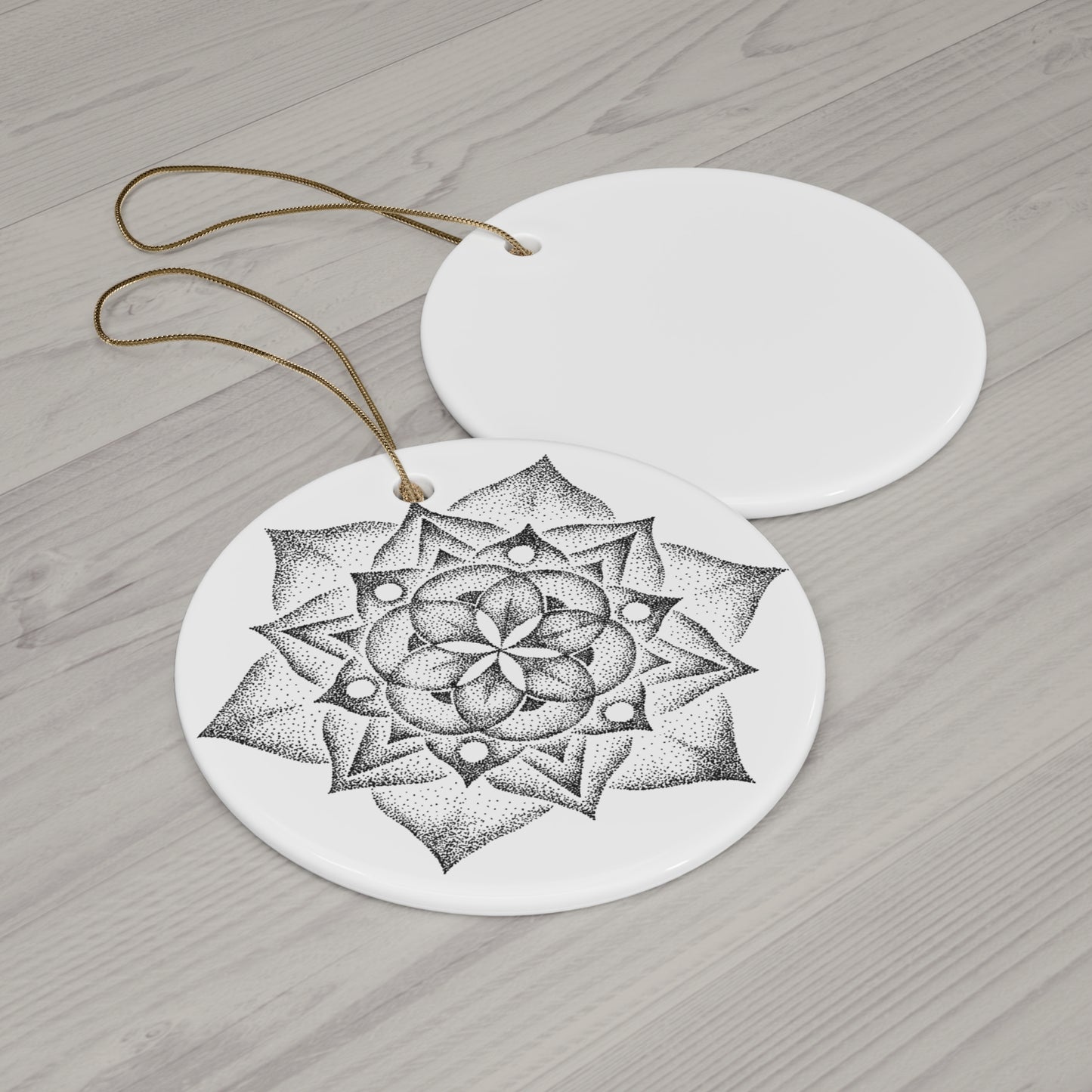 Ceramic Ornament, Christmas Snowflake Mandala