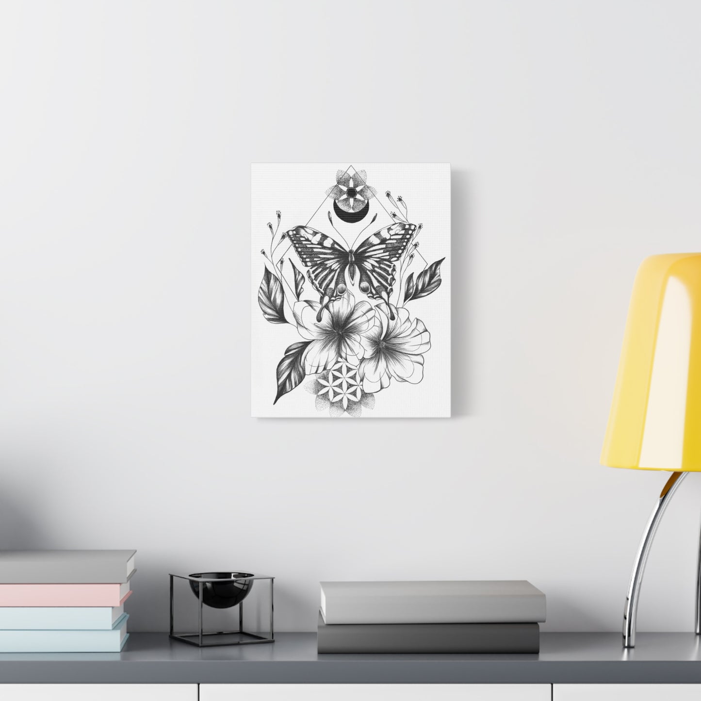 Canvas Wall Art - Butterfly Mandala Flower Design