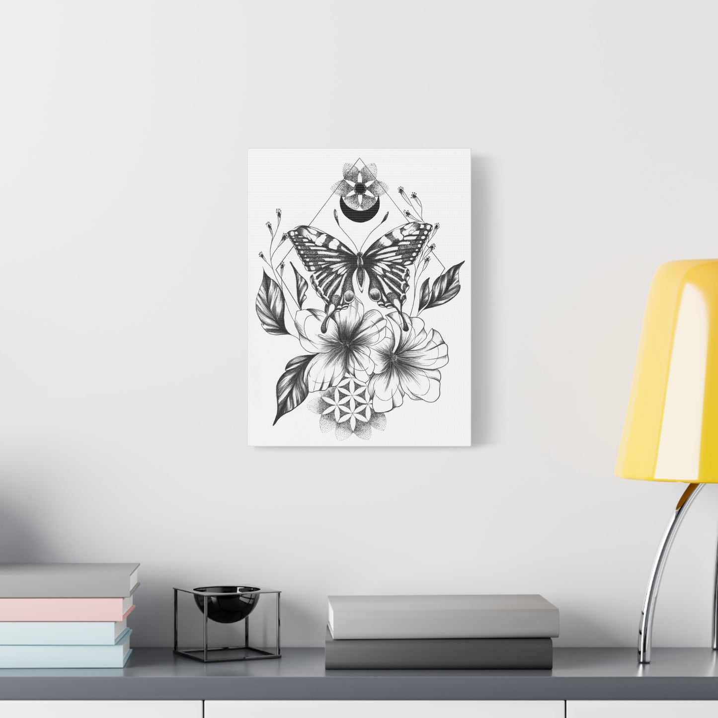 Canvas Wall Art - Butterfly Mandala Flower Design