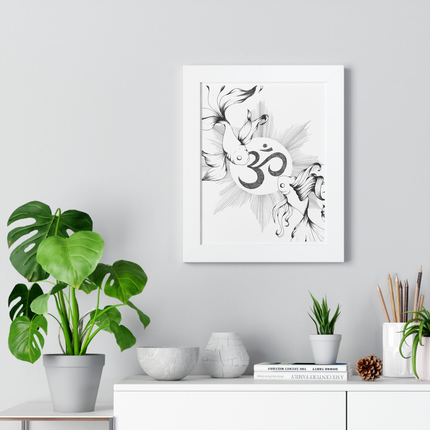 Vertical Poster - Koi Fish Yin Yang Mandala Ohm Design