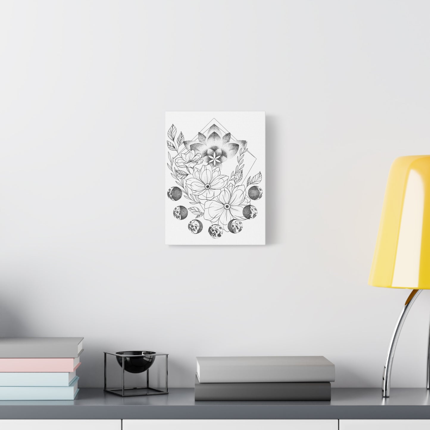 Canvas Wall Art - Moon Phases Mandala Floral Design