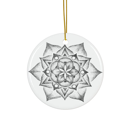 Ceramic Ornament, Christmas Snowflake Mandala