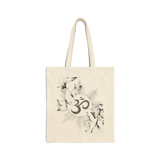 Canvas Tote Bag - Yin Yang and Ohm Symbol Design