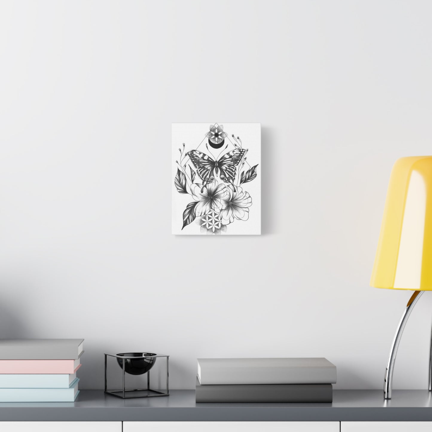 Canvas Wall Art - Butterfly Mandala Flower Design