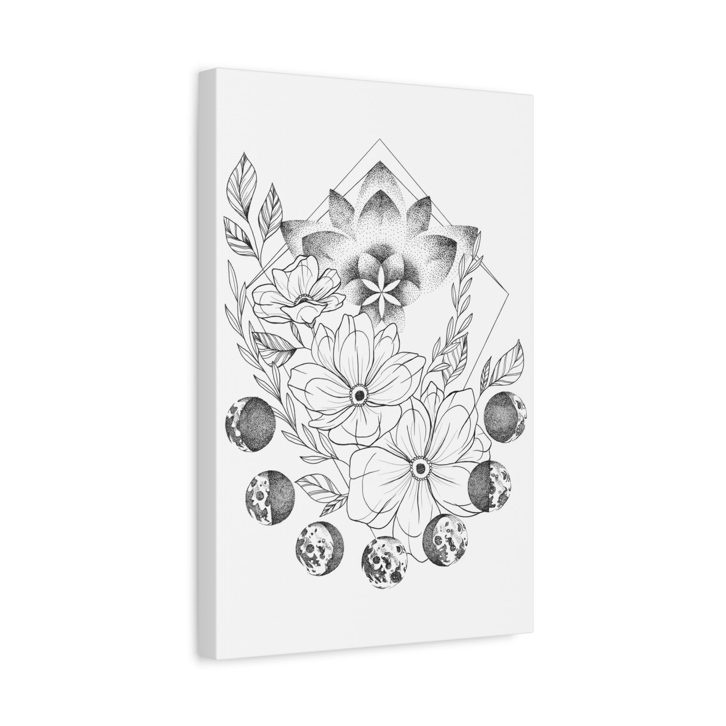 Canvas Wall Art - Moon Phases Mandala Floral Design