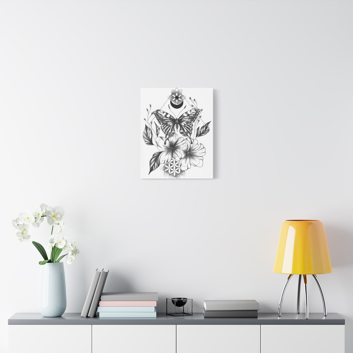 Canvas Wall Art - Butterfly Mandala Flower Design