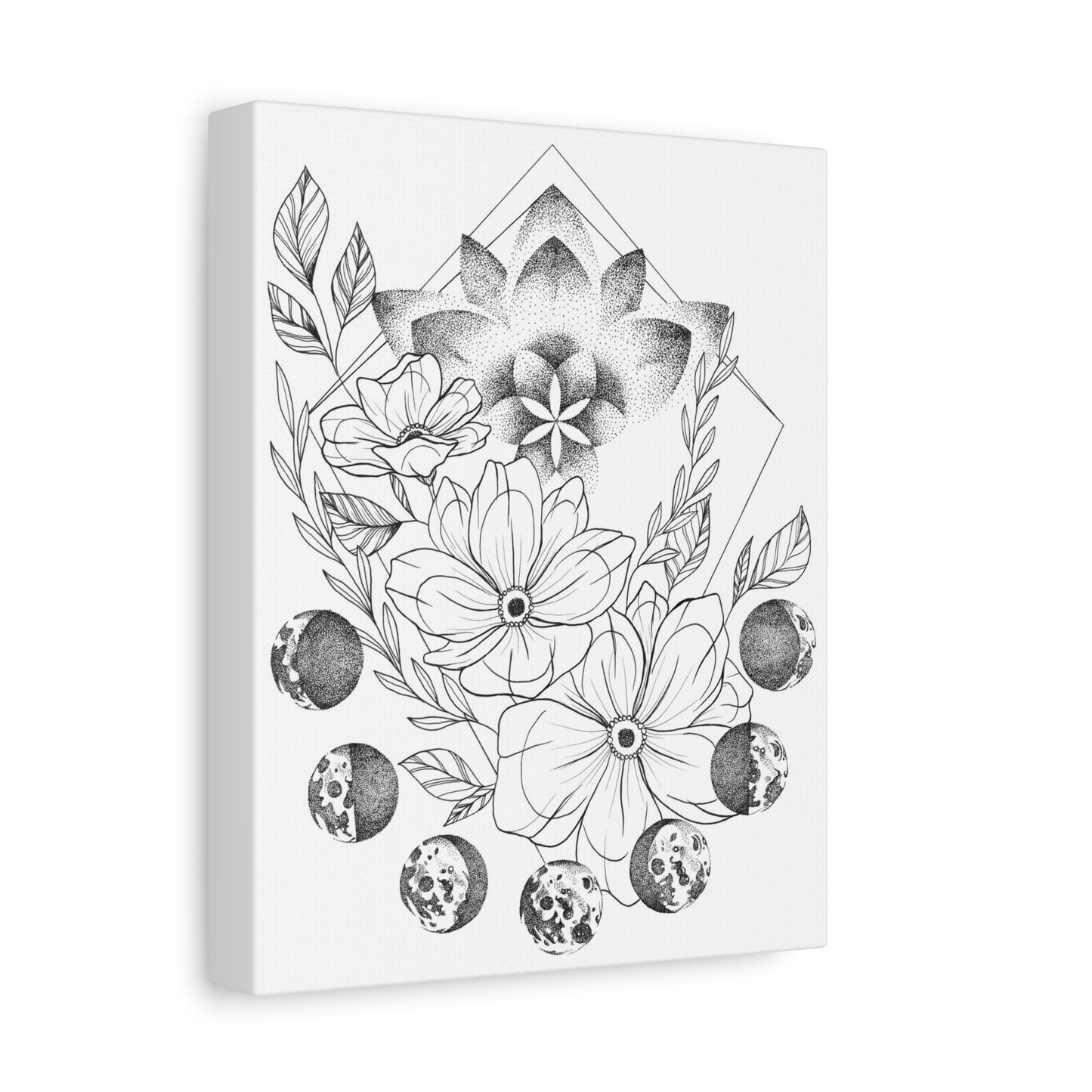 Canvas Wall Art - Moon Phases Mandala Floral Design