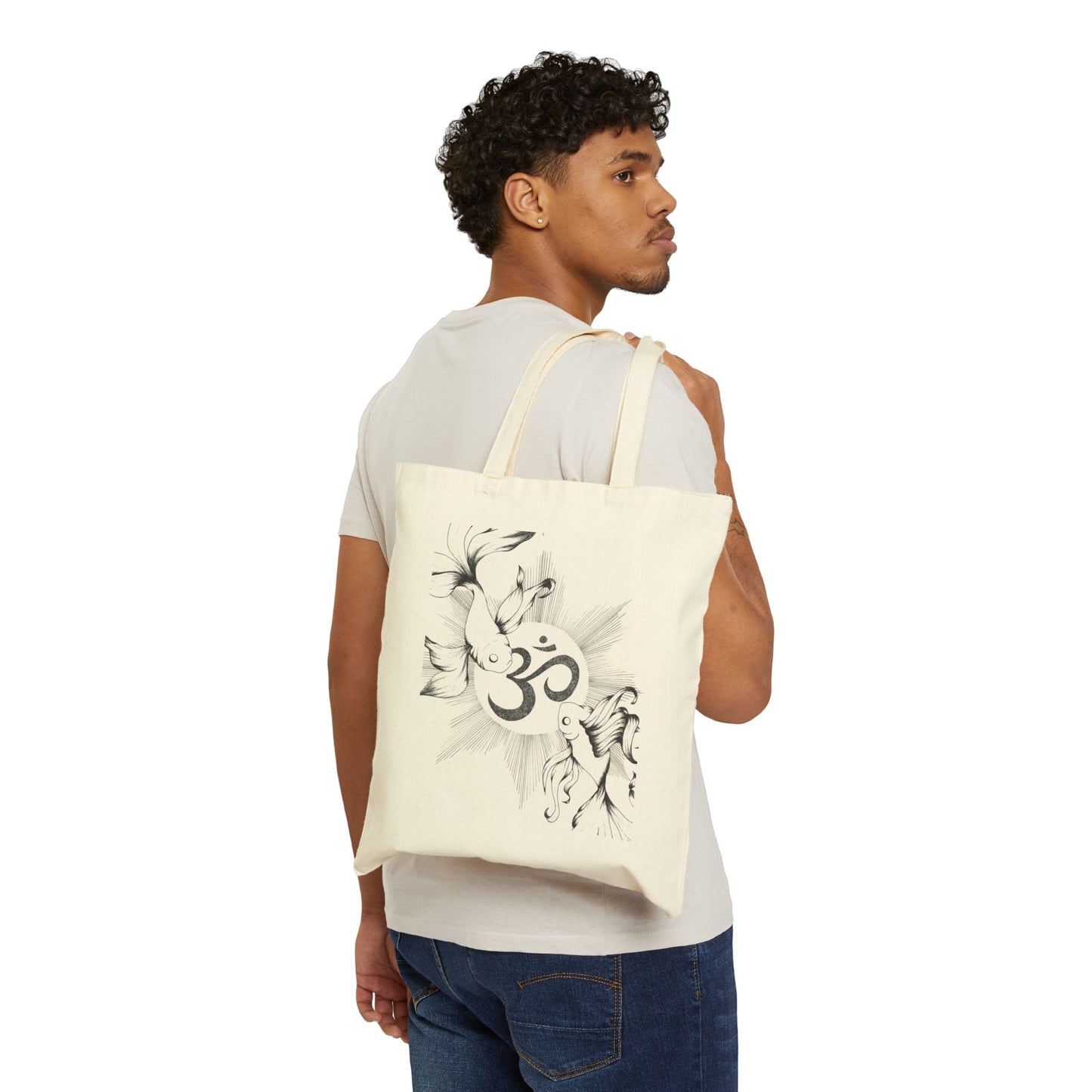 Canvas Tote Bag - Yin Yang and Ohm Symbol Design