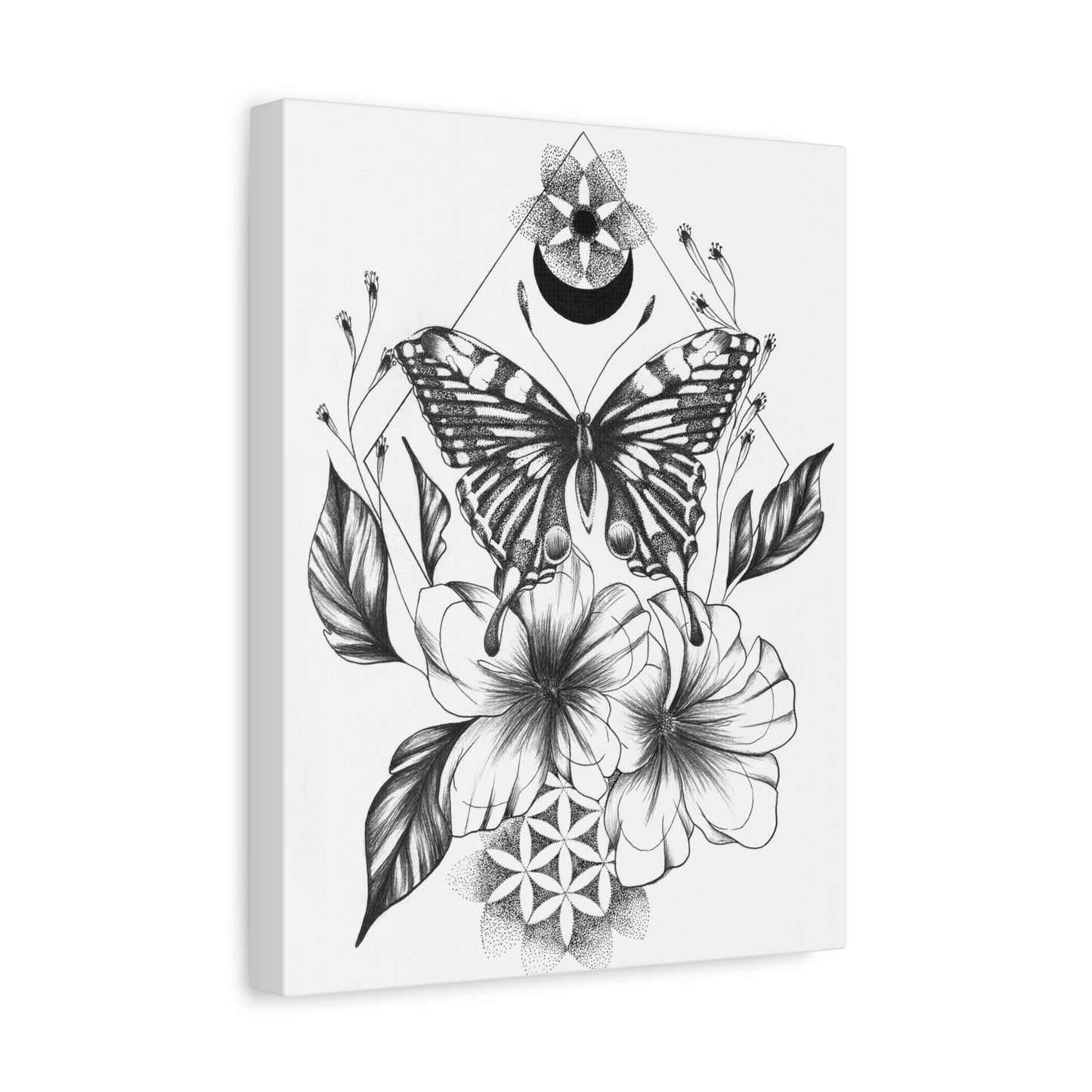 Canvas Wall Art - Butterfly Mandala Flower Design