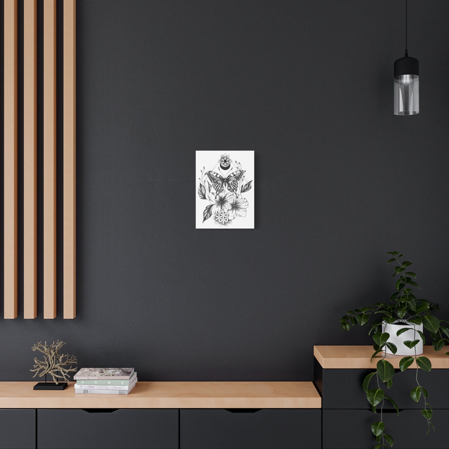 Canvas Wall Art - Butterfly Mandala Flower Design