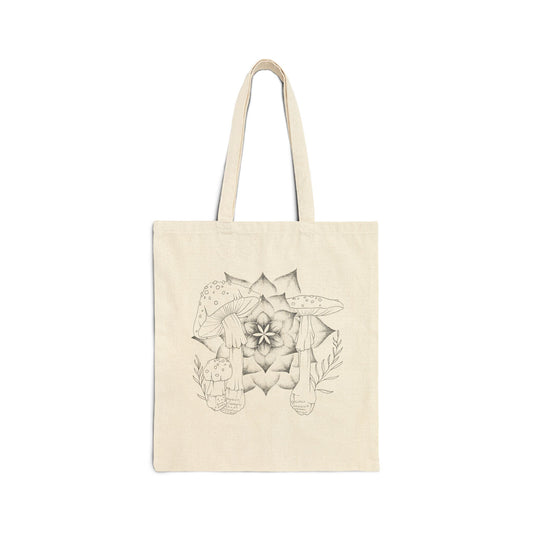 Canvas Tote Bag - Mushroom Mandala Design