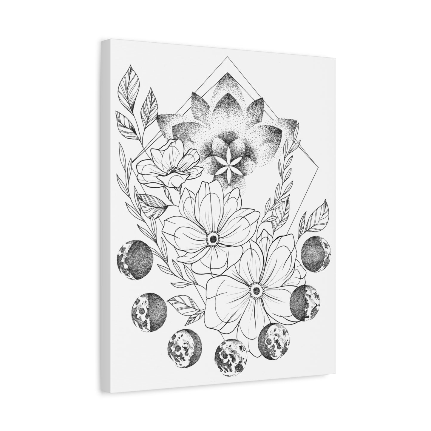 Canvas Wall Art - Moon Phases Mandala Floral Design