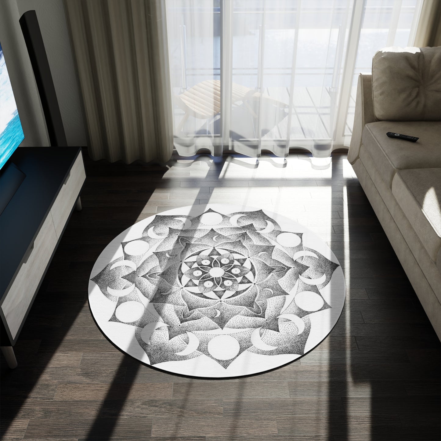 Mandala Round Rug - Moon Design