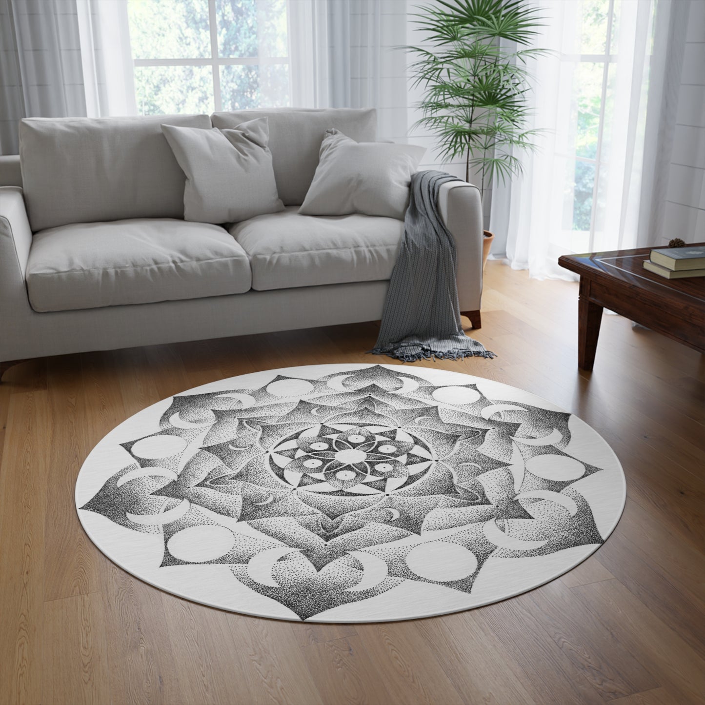 Mandala Round Rug - Moon Design