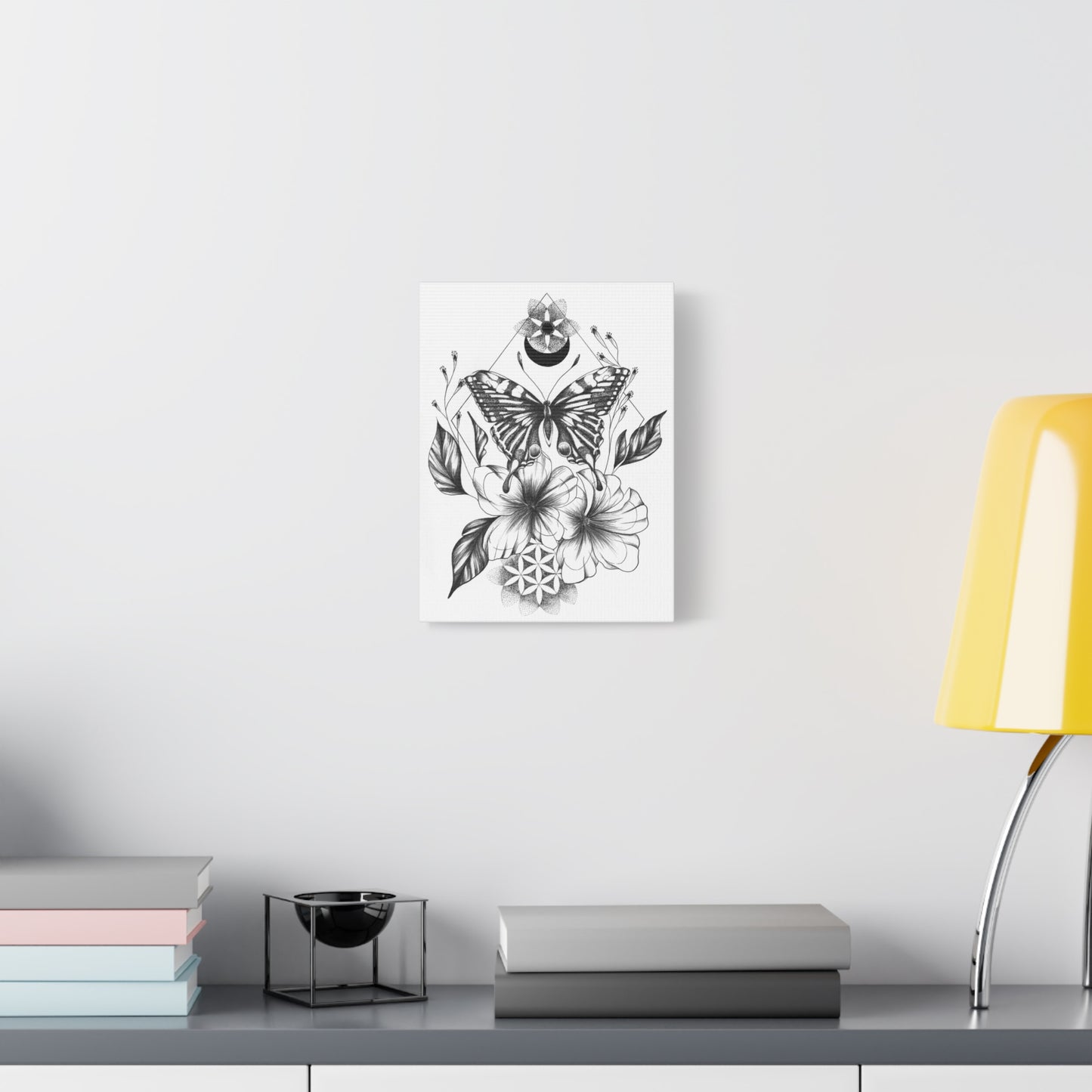 Canvas Wall Art - Butterfly Mandala Flower Design