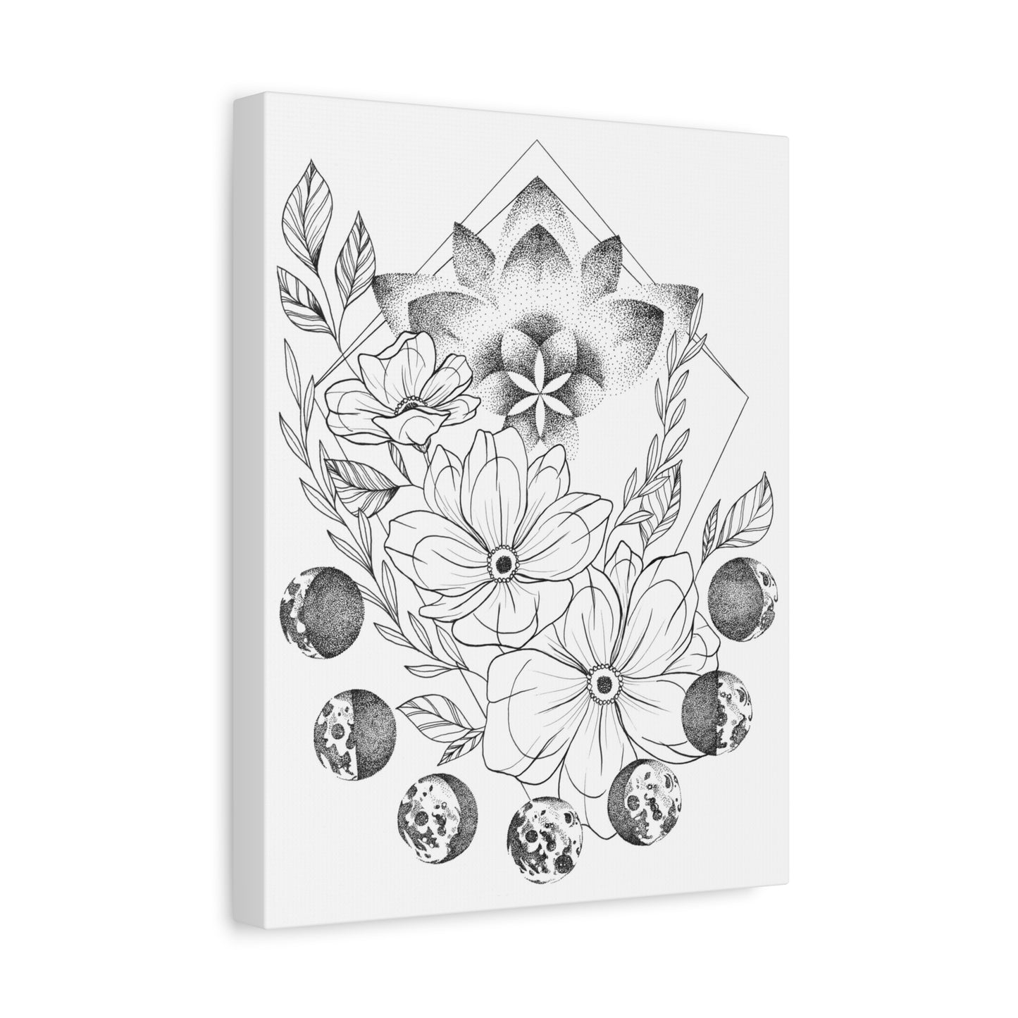 Canvas Wall Art - Moon Phases Mandala Floral Design