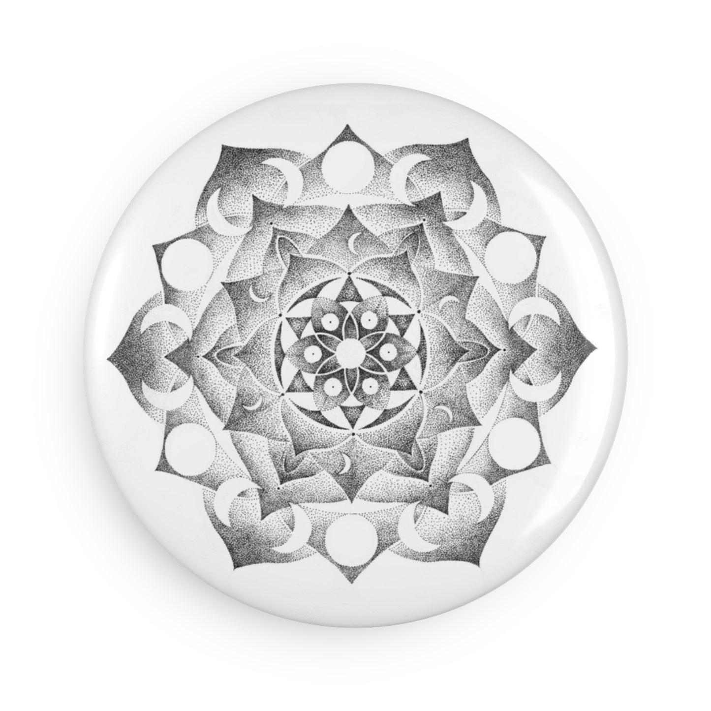 Button Magnet, Mandala Moon Design