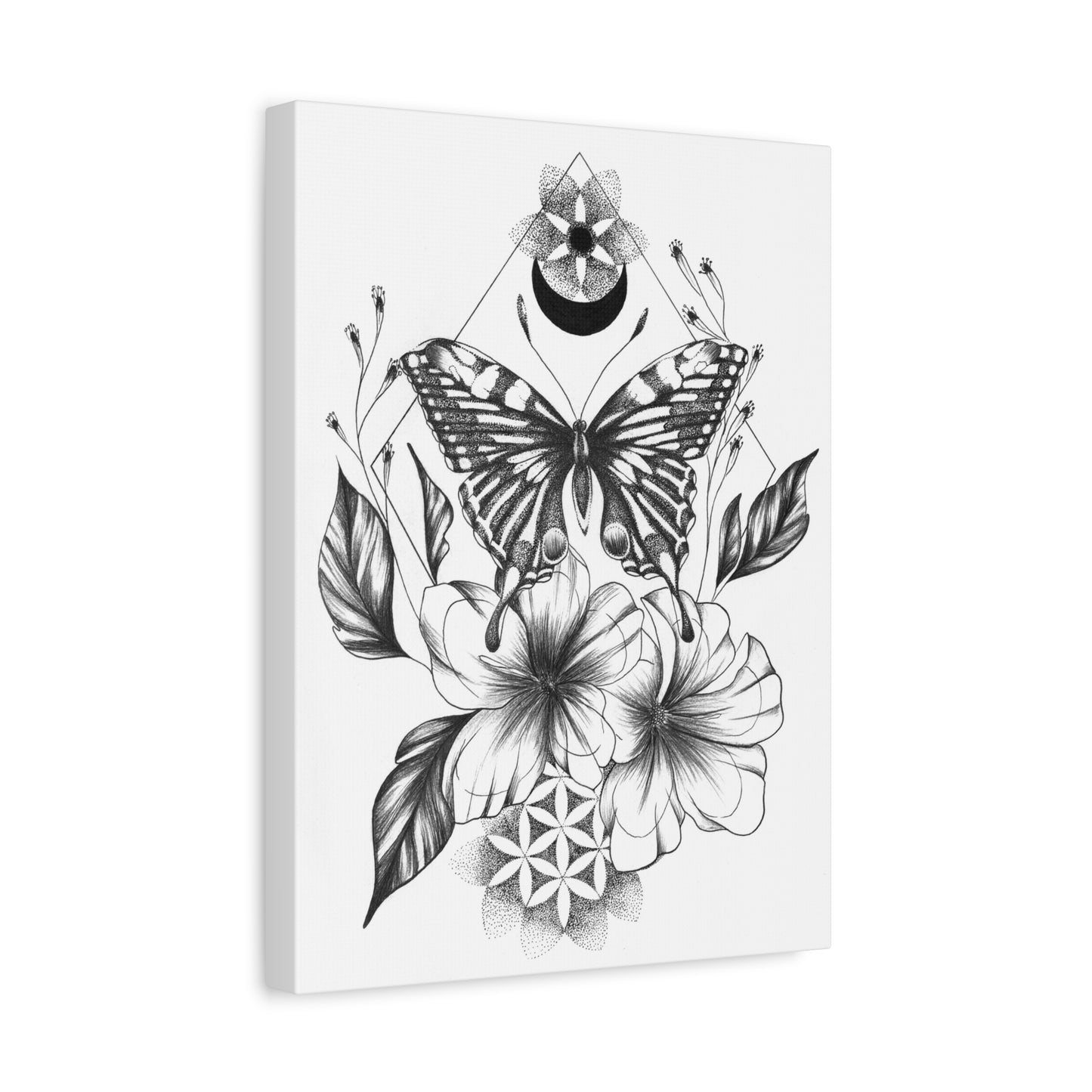 Canvas Wall Art - Butterfly Mandala Flower Design