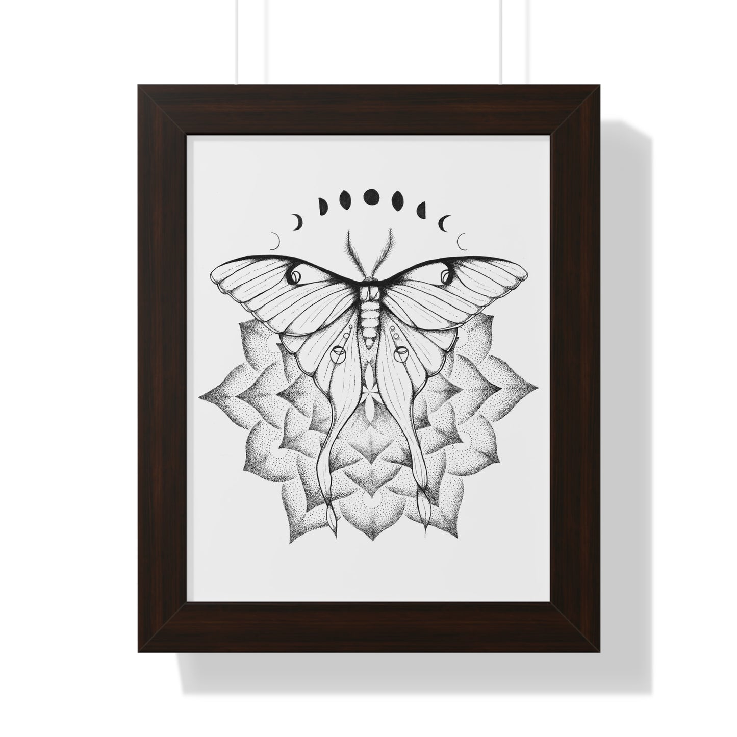 Vertical Poster - Luna Moth Mandala Moon Phases Wall Decor