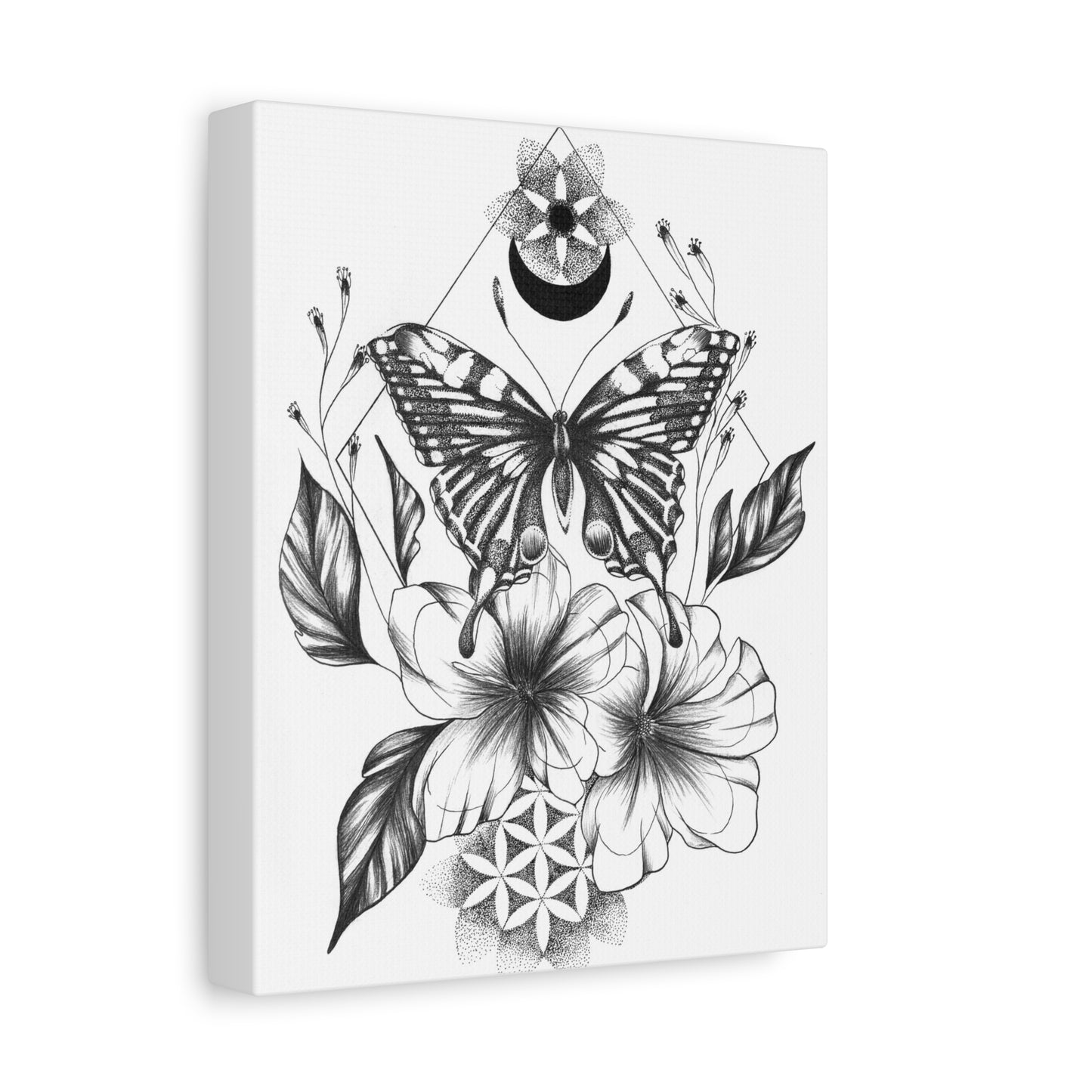 Canvas Wall Art - Butterfly Mandala Flower Design