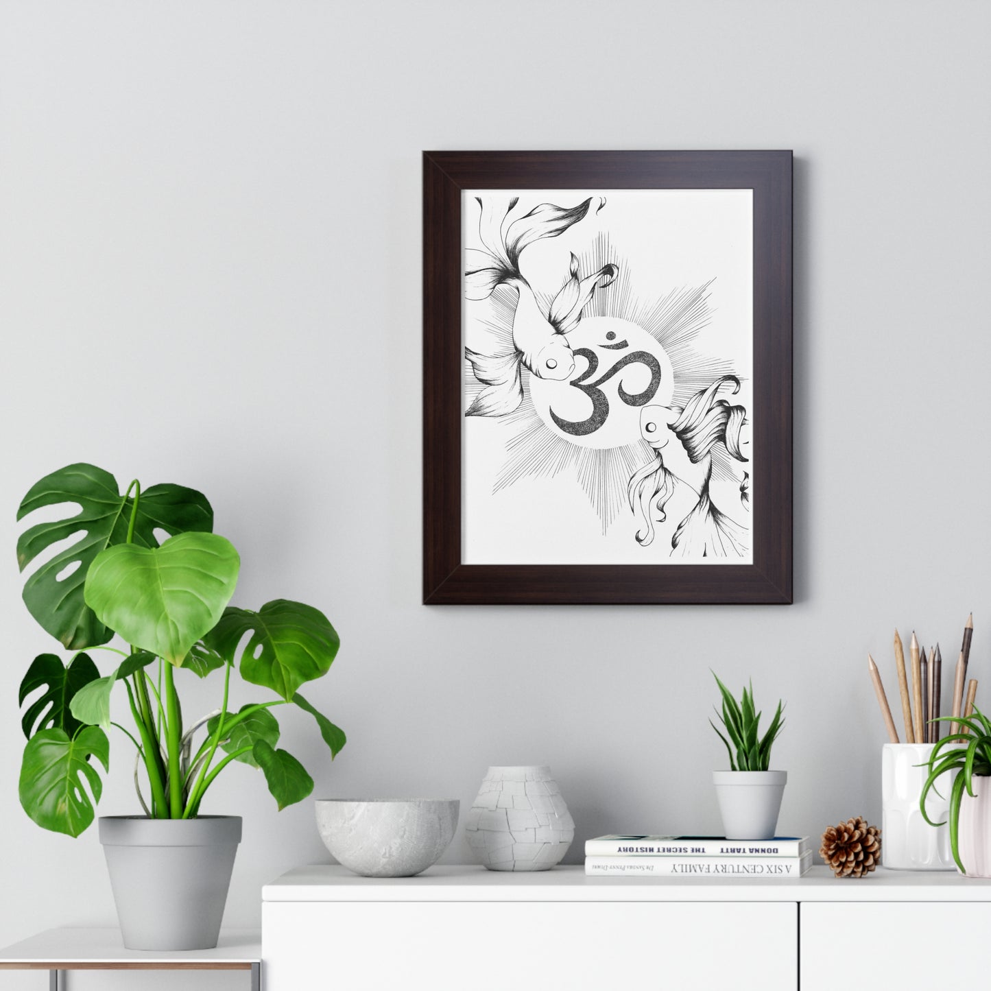 Vertical Poster - Koi Fish Yin Yang Mandala Ohm Design