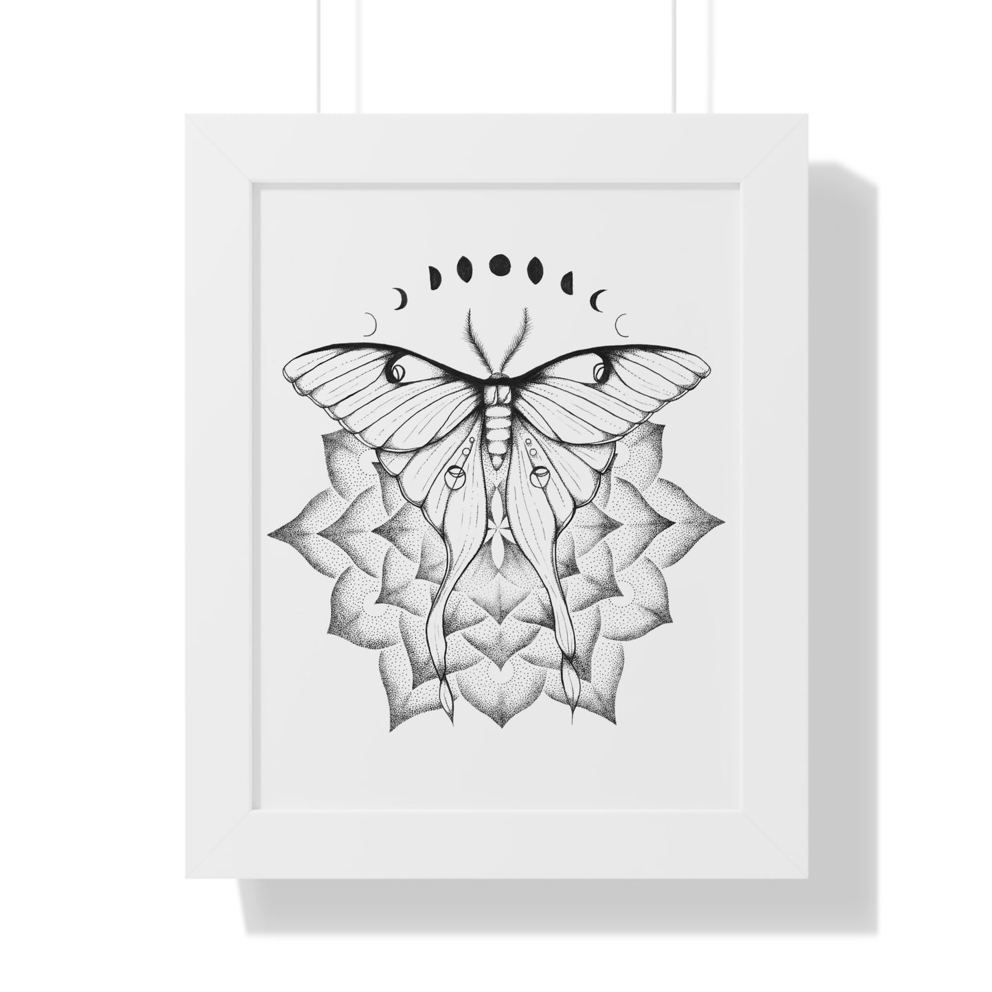 Vertical Poster - Luna Moth Mandala Moon Phases Wall Decor