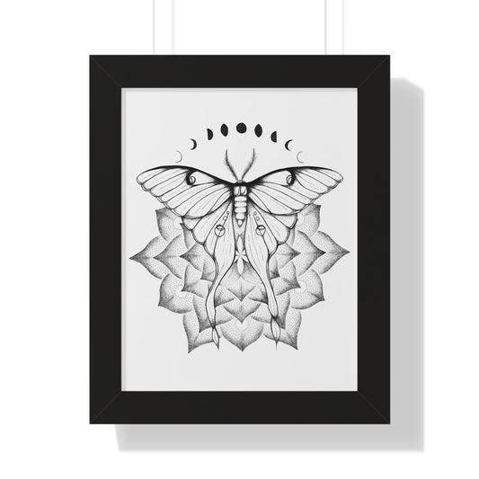 Vertical Poster - Luna Moth Mandala Moon Phases Wall Decor