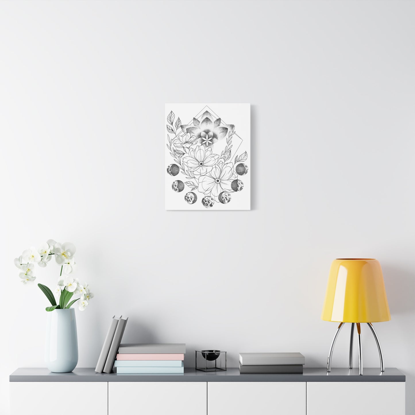 Canvas Wall Art - Moon Phases Mandala Floral Design