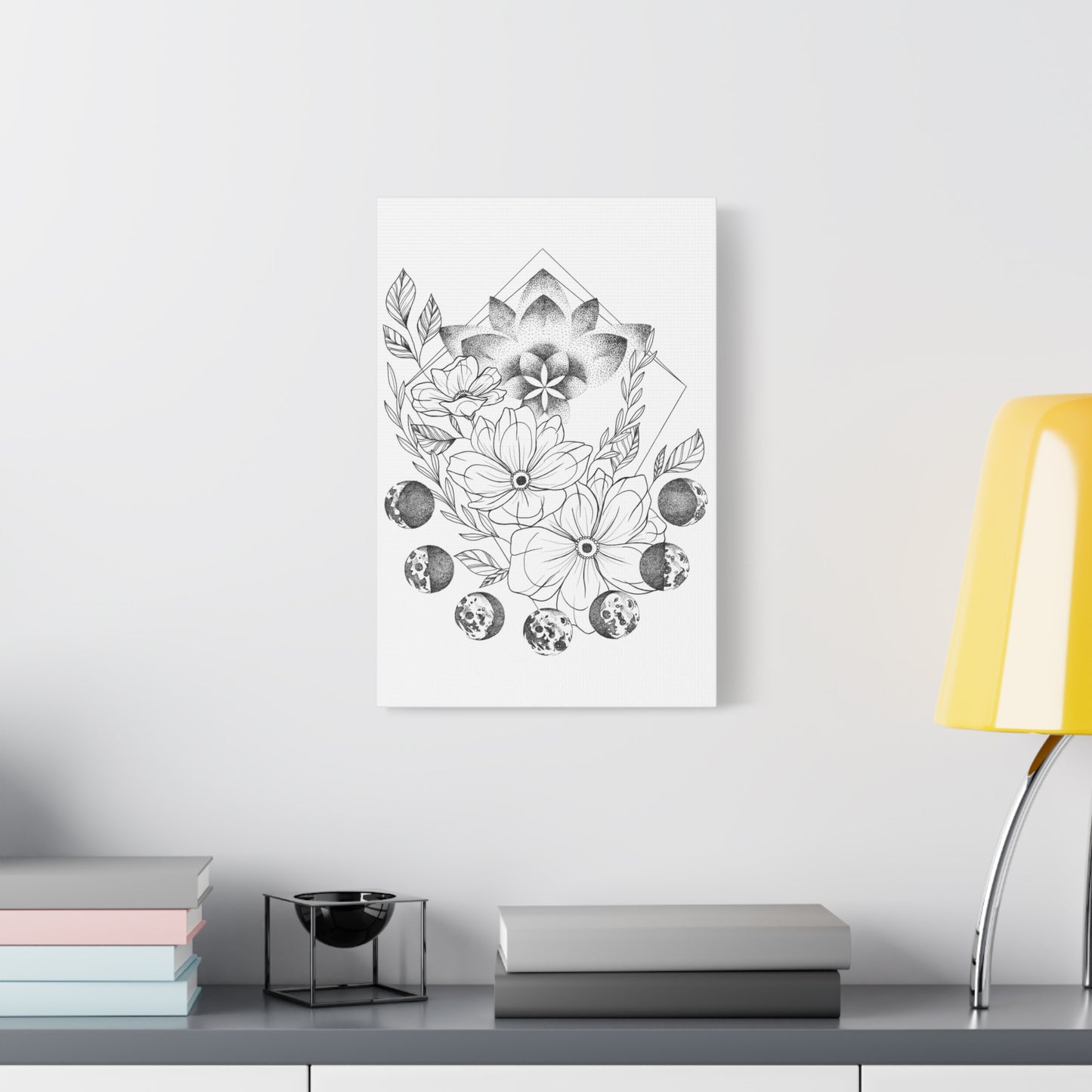 Canvas Wall Art - Moon Phases Mandala Floral Design