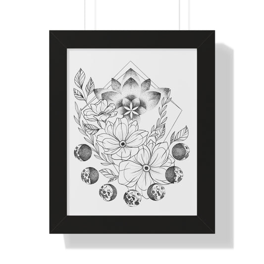 Vertical Poster Moon Phase Mandala Flowers Wall Art