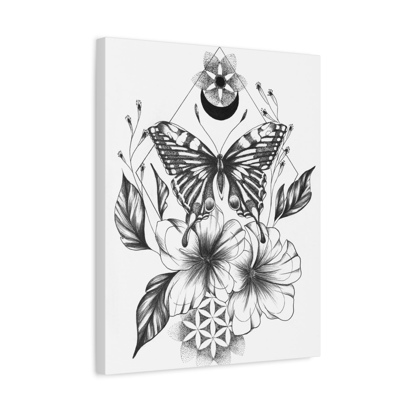 Canvas Wall Art - Butterfly Mandala Flower Design