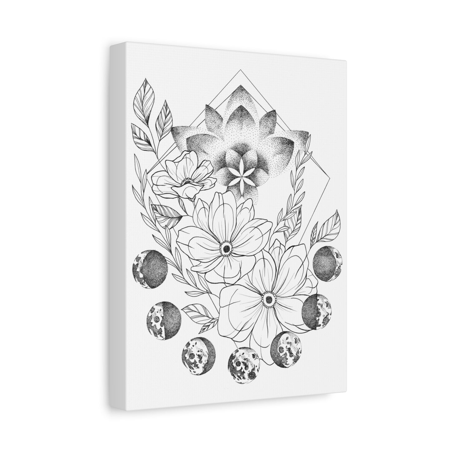 Canvas Wall Art - Moon Phases Mandala Floral Design