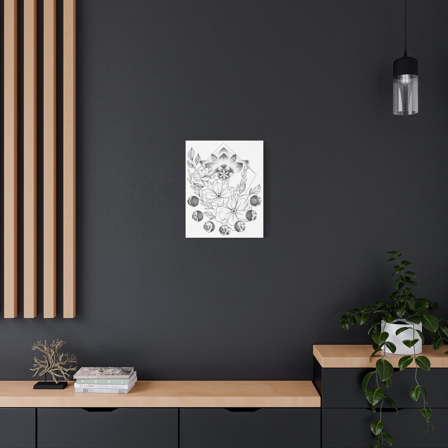 Canvas Wall Art - Moon Phases Mandala Floral Design