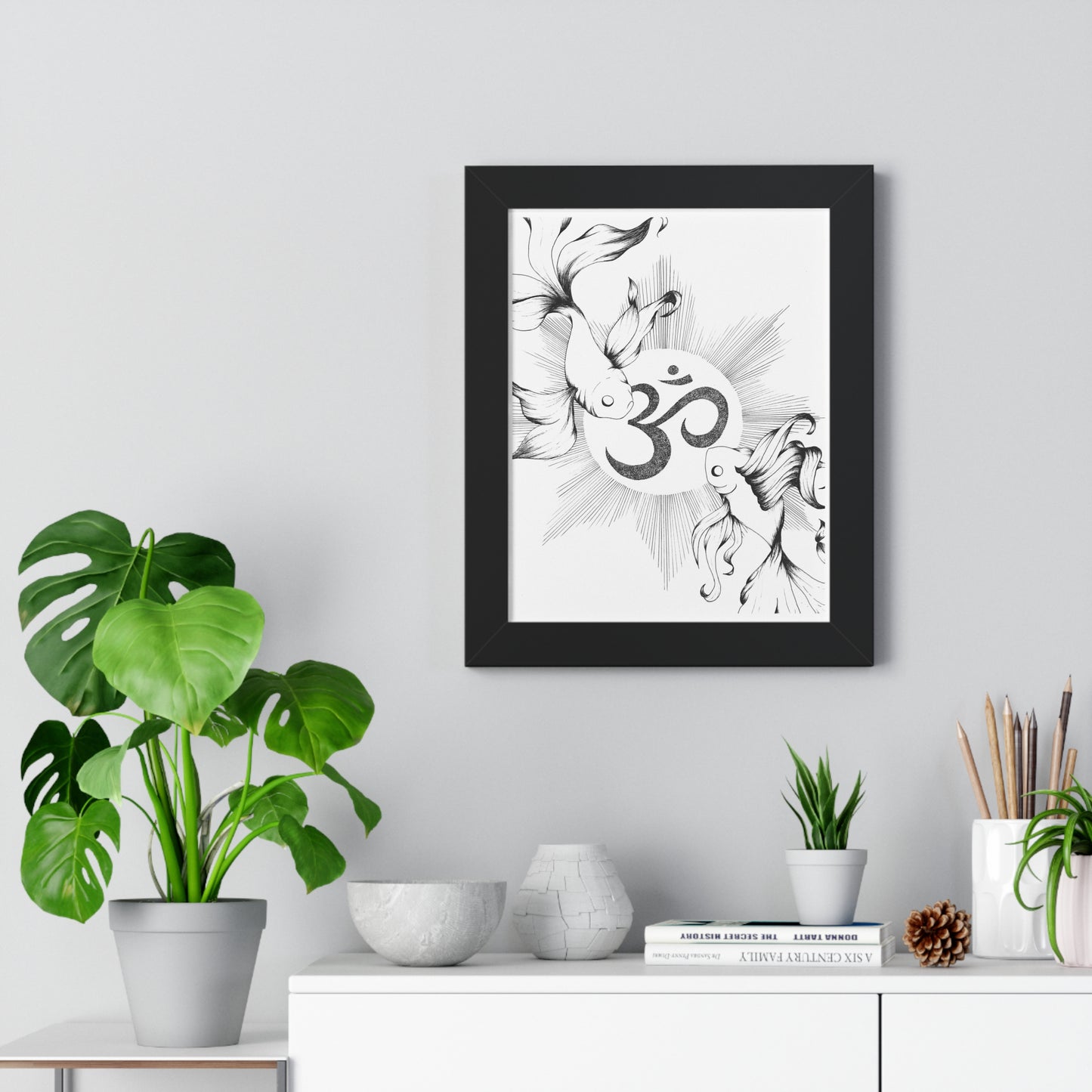 Vertical Poster - Koi Fish Yin Yang Mandala Ohm Design